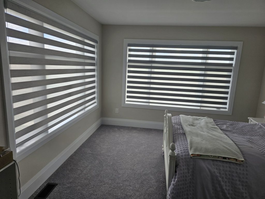 Before and after motorized blinds installation