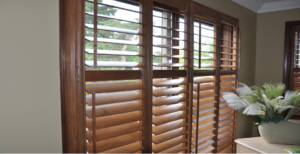 Real wood plantation shutters installed in Burlington Ontario home