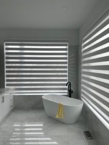 Custom zebra shades installed in Georgina Ontario home