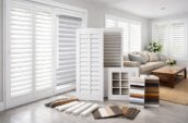 Custom zebra blinds installed in modern Toronto living room with large windows
