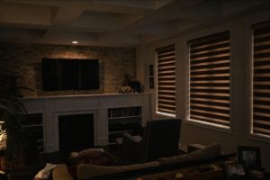 Blackout shades installed in Blue Mountain Ontario chalet bedroom