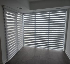 Custom zebra blinds for large windows in Caledon Ontario