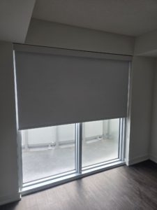 Blackout roller shades installed in Caledon Ontario bedroom