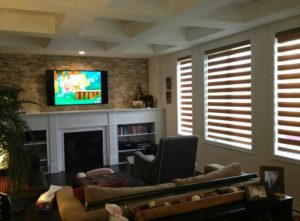 Modern zebra blinds installed in Georgina Ontario living room