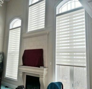  Designer zebra blinds installed in Oakville Ontario luxury home
