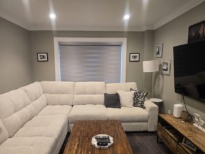 Modern zebra blinds installed in Gravenhurst Ontario cottage