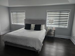 Modern zebra blinds installed in Alliston Ontario home