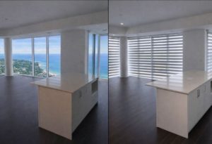 Before and after zebra blinds installation in Blue Mountain Ontario