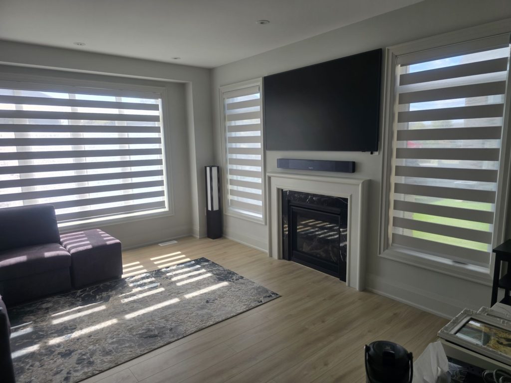 Custom window coverings in a Wasaga Beach cottage home by Shutter Outlet