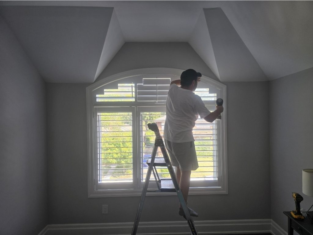 Motorized shades installed on oversized Toronto windows