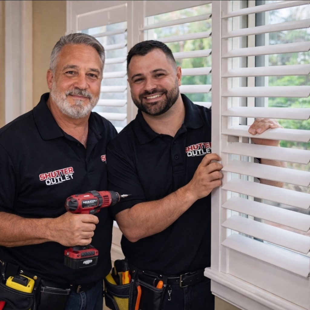 Shutter Outlet specialist measuring an Ontario window for California shutters
