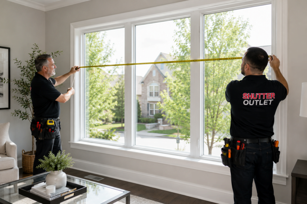 Window being measured to calculate zebra blind cost per square foot