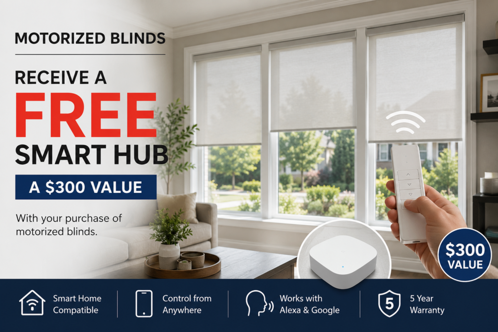 Smartwatch controlling motorized blinds in an Ontario home