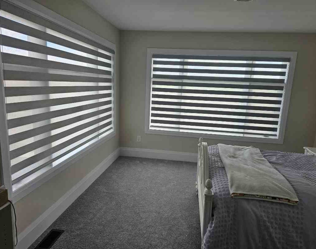 Custom shutters and blinds in a stylish Brooklyn bedroom setting."